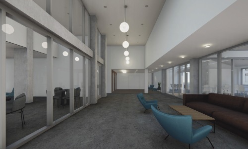 Welcome home rendering of a lobby with seating